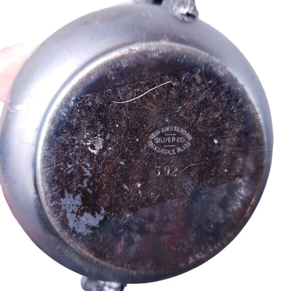 Antique Silverplate Etched Spooner Sugar Creamer 4pc Set Engraved Vintage Decor - Picture 11 of 16